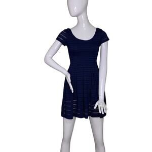 Authentic American Heritage NWT Eyelet Mini Dress Short Sleeve Navy Blue Size S